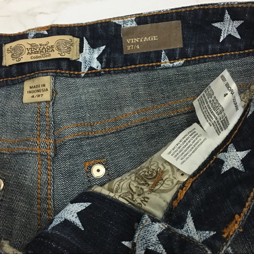 Nine West Vintage America Star Blue Denim Shorts